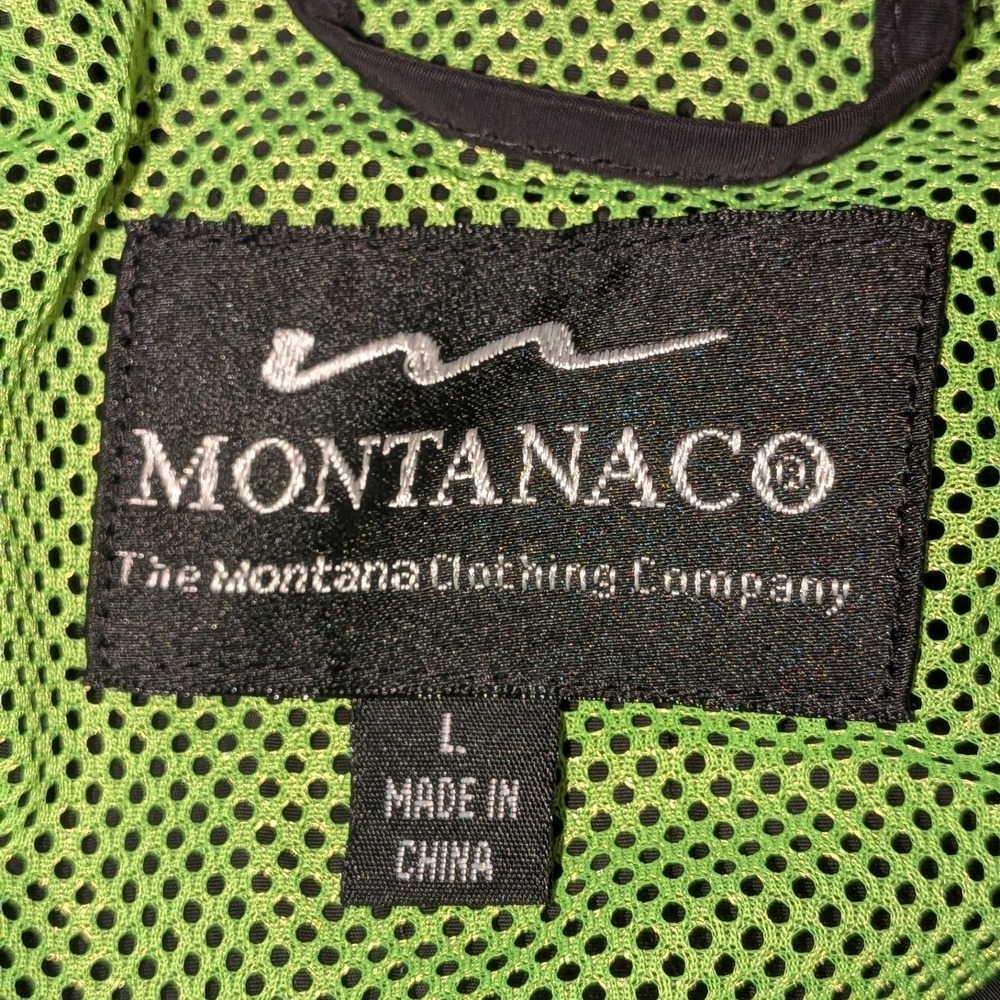Montanaco Women Black Utility Jacket Lime Green Mesh Lining Snap Size L NEW - Picture 2 of 6